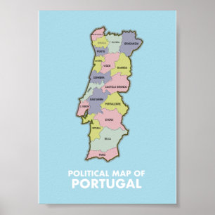 Portugal political map Two-Tone coffee mug Poster