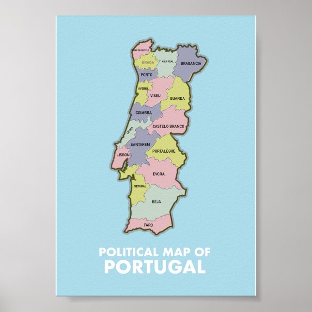 Portugal political map  Two-Tone coffee mug Poster (Front)