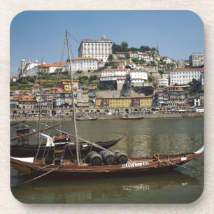 Portugal, Porto, Boat With Wine Barrels Coaster