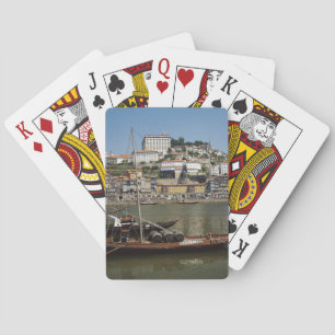 Portugal, Porto, Boat With Wine Barrels Playing Cards