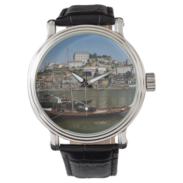 Portugal, Porto, Boat With Wine Barrels Watch (Front)