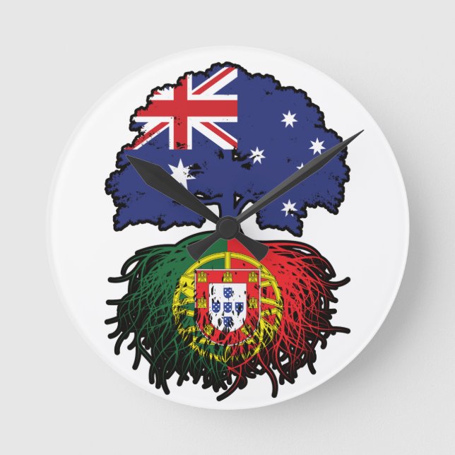 Portugal Portuguese Australian Australia Tree Root Round Clock (Front)