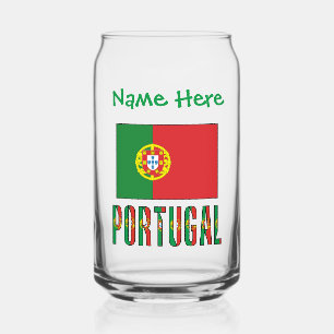 Portugal Portuguese Flag Green Personalisation Can Glass