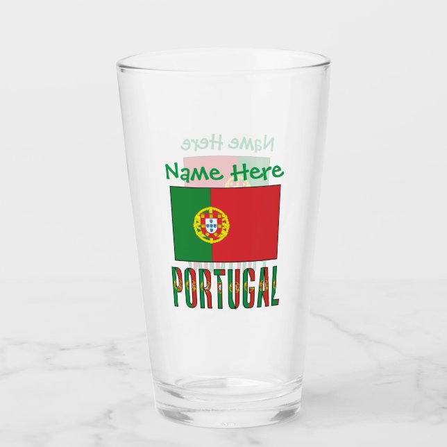 Portugal Portuguese Flag Green Personalisation Glass (Front)