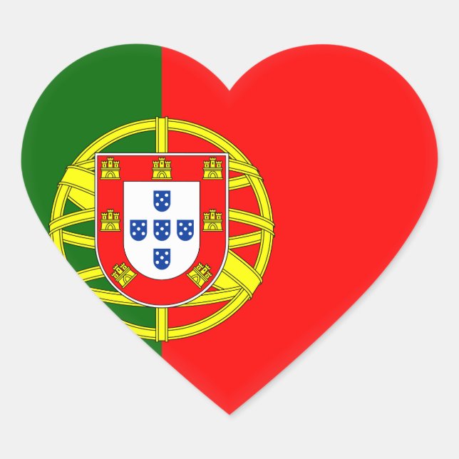 Portugal (Portuguese) Flag Heart Sticker (Front)