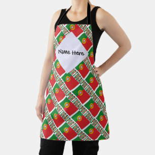 Portugal Portuguese Flag Tiled Black Personalised Apron