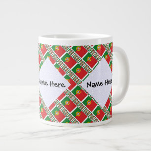Portugal Portuguese Flag Tiled Personalised Large Coffee Mug