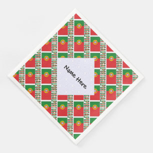Portugal Portuguese Flag Tiled Personalised Name Napkin