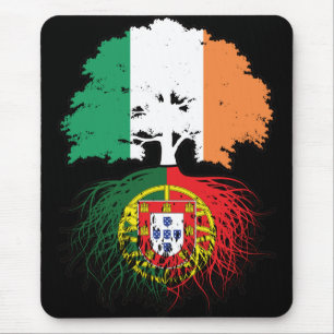 Portugal Portuguese Irish Ireland Tree Roots Flag Mouse Mat
