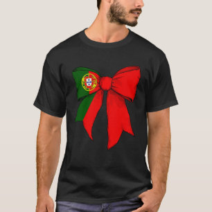 Portugal Portuguese Pride Flag Girl Coquette Bow R T-Shirt