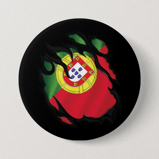 Portugal Ripped Flag 7.5 Cm Round Badge (Front)