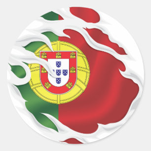 Portugal Ripped Flag Classic Round Sticker