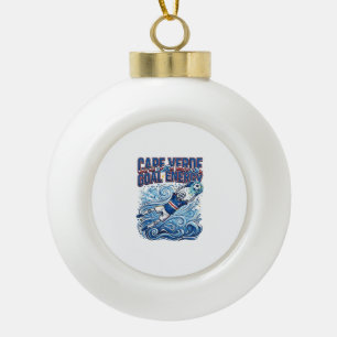 Portugal Soccer 2026 Soccer Bold Country Typograph Ceramic Ball Christmas Ornament