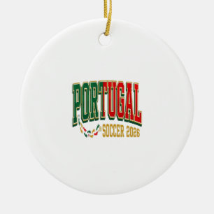 Portugal Soccer 2026 Soccer Bold Country Typograph Ceramic Tree Decoration