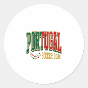 Portugal Soccer 2026 Soccer Bold Country Typograph Classic Round Sticker