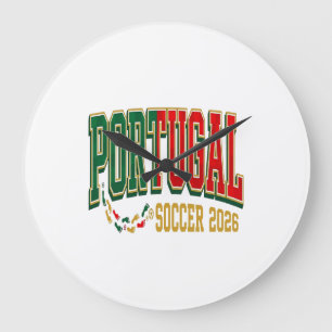 Portugal Soccer 2026 Soccer Bold Country Typograph Large Clock