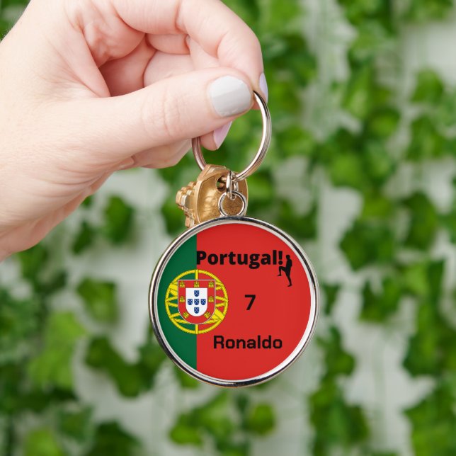 Portugal Soccer, customisable Key Ring (Hand)