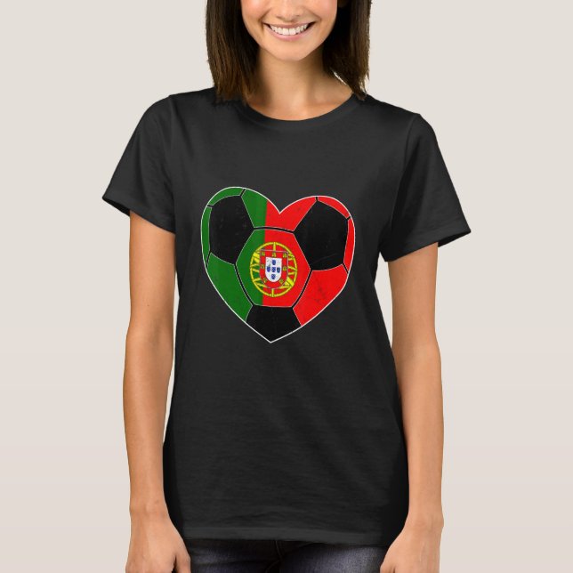 Portugal Soccer heart flag Ball Flag 2022 for foot T-Shirt (Front)