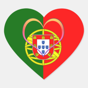 Portugal Sticker, Heart, love, Portuguese Flag Heart Sticker