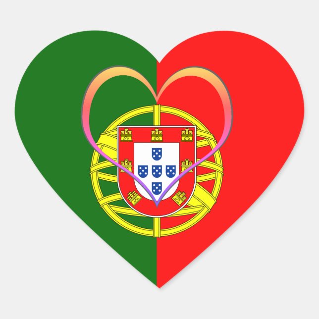 Portugal Sticker, Heart, love, Portuguese Flag Heart Sticker (Front)
