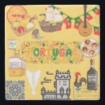 Portugal  stone coaster<br><div class="desc">From tiles to salt fish,  brighten up your day with symbols of beautiful Portugal.</div>