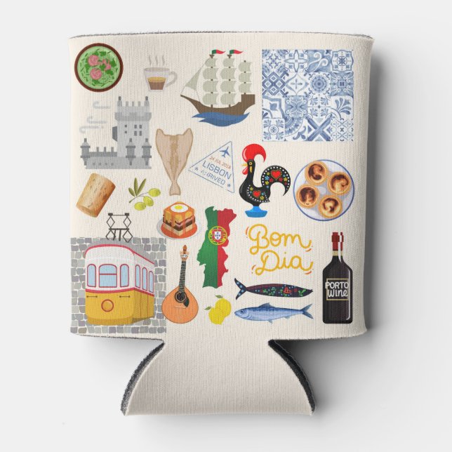 Portugal Symbols Travel Lovers Can Cooler (Front)