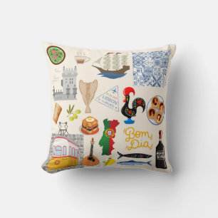 Portugal Symbols Travel Lovers Cushion
