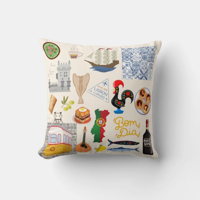 Portugal Symbols Travel Lovers Cushion (Front)