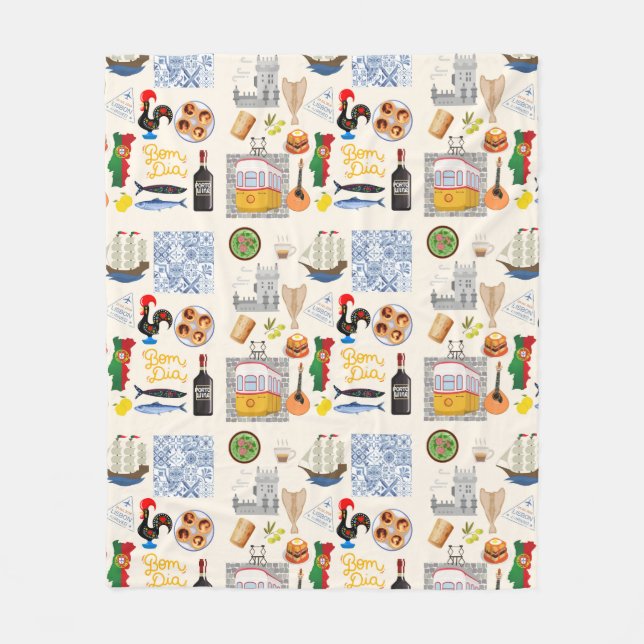 Portugal Symbols Travel Lovers Fleece Blanket (Front)