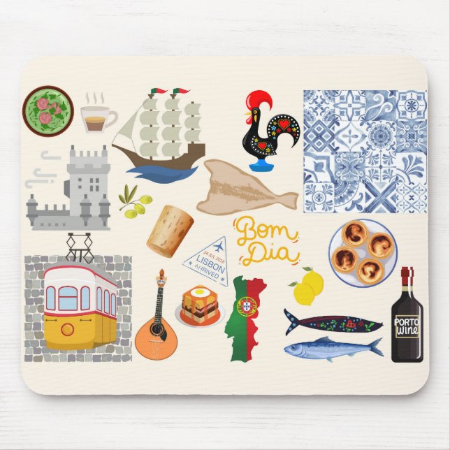  Portugal Symbols Travel Lovers Mouse Mat (Front)
