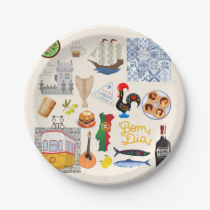 Portugal Symbols Travel Lovers Paper Plate