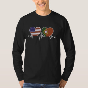 Portugal USA - Portuguese American Twin Hearts T-Shirt