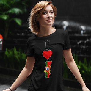 Portugal Vertical I Love Portuguese Flag Map Women T-Shirt