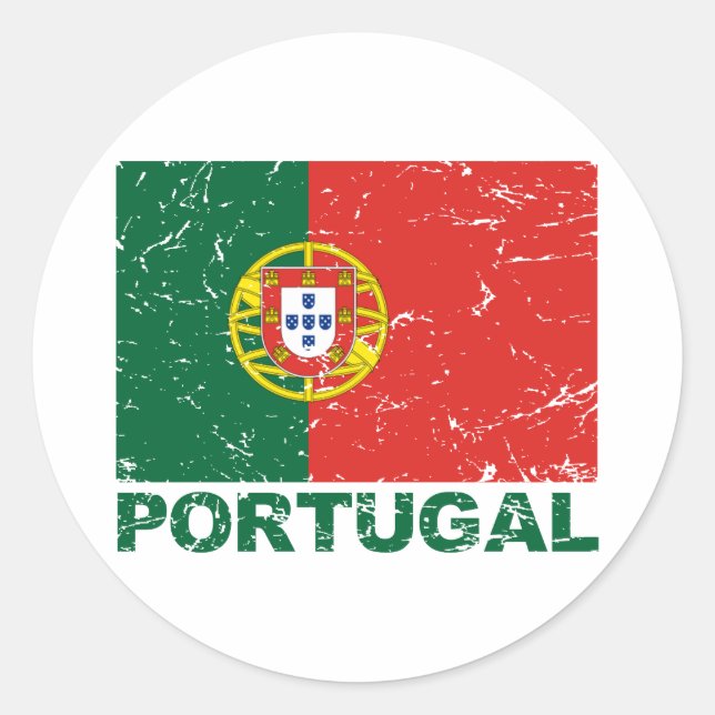 Portugal Vintage Flag Classic Round Sticker (Front)