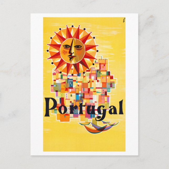 Portugal Vintage Poster Restored Postcard (Front)