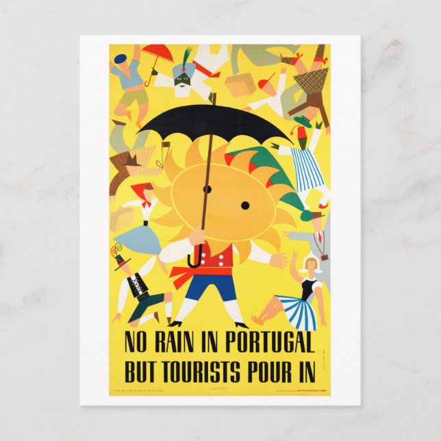 Portugal Vintage Travel Poster Restored Postcard (Front)