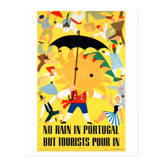Portugal Vintage Travel Poster Restored Postcard