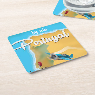 Portugal vintage travel poster square paper coaster