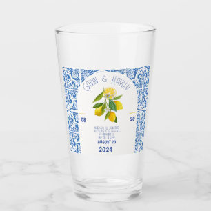 Portugal Wedding Glass   Blue Tiles and Lemons Ele