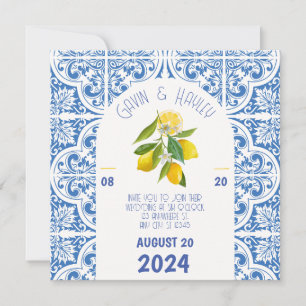 Portugal Wedding Invitation   Blue Tiles
