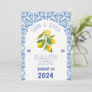 Portugal Wedding Invitation   Blue Tiles