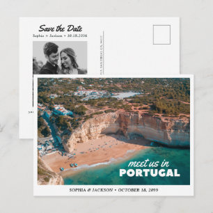 Portugal Wedding Weekend Destination Save the Date Postcard