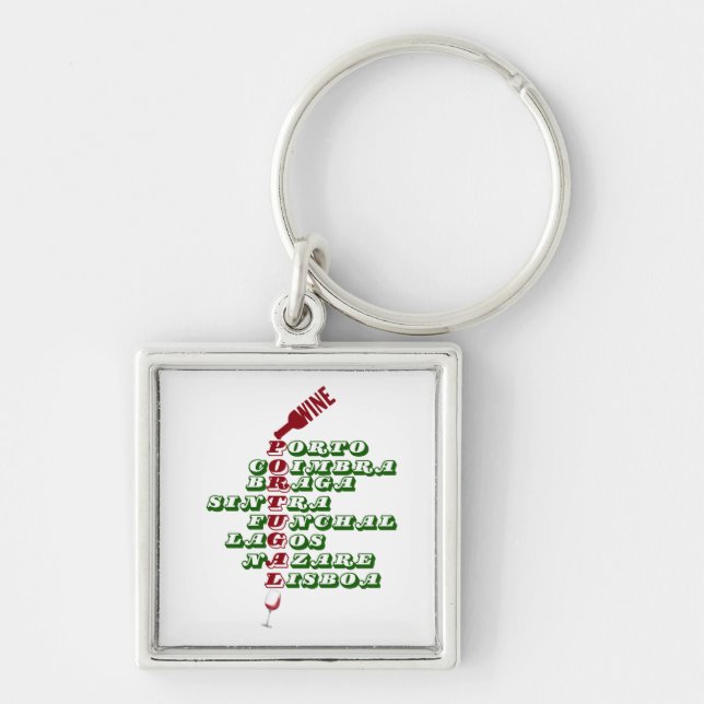 Portugal Wine Lisbon Porto Braga Souvenir Keychain (Front)