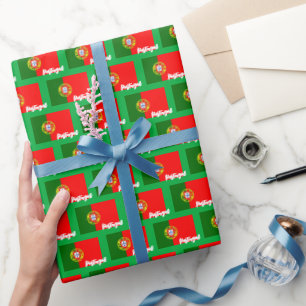 Portugal Wrapping Paper, Portuguese Flag, Green Paper