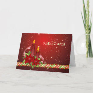 Portugese Christmas - Poinsettia and candles Holiday Card
