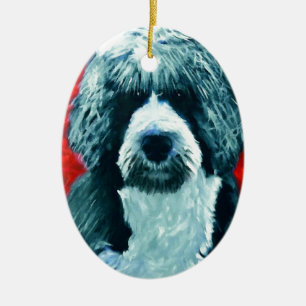 Portugese Water Dog Ceramic Tree Decoration