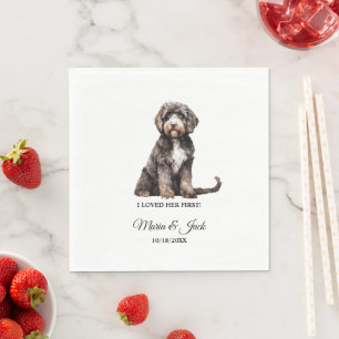 Portugese Water Dog Full Colour Pet Wedding Napkin