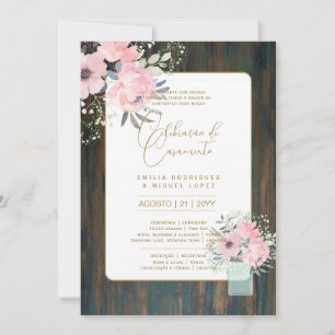 Portugeuse    Casamento Flores Folclóricas Rústica Invitation