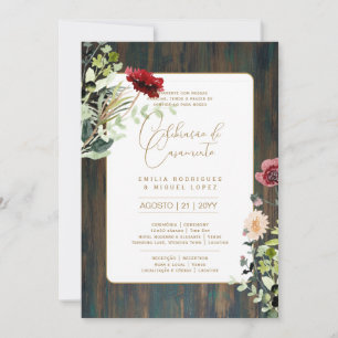 Portugeuse    Casamento Flores Folclóricas Rústica Invitation