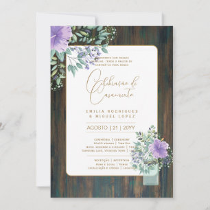 Portugeuse Casamento Flores Folclóricas Rústica Invitation